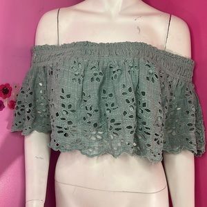 Free people One Perla off the shoulder top teal size medium